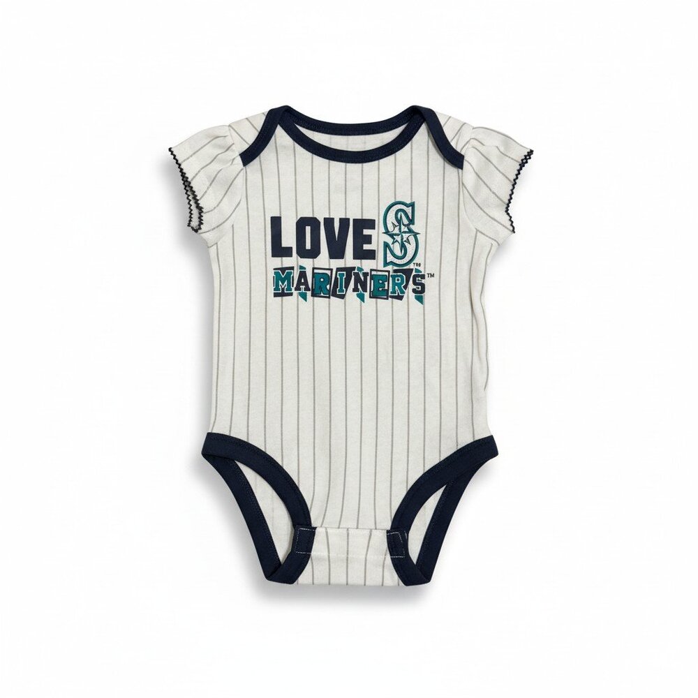 Seattle Mariners MLB Girls Baby 3-6 Months Bodysuit, ruffles, romper,summer,ball
